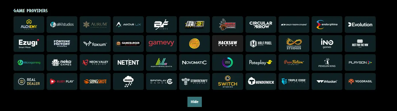 Übersicht der Spieleanbieter und Softwarestudios bei Nords Casino
